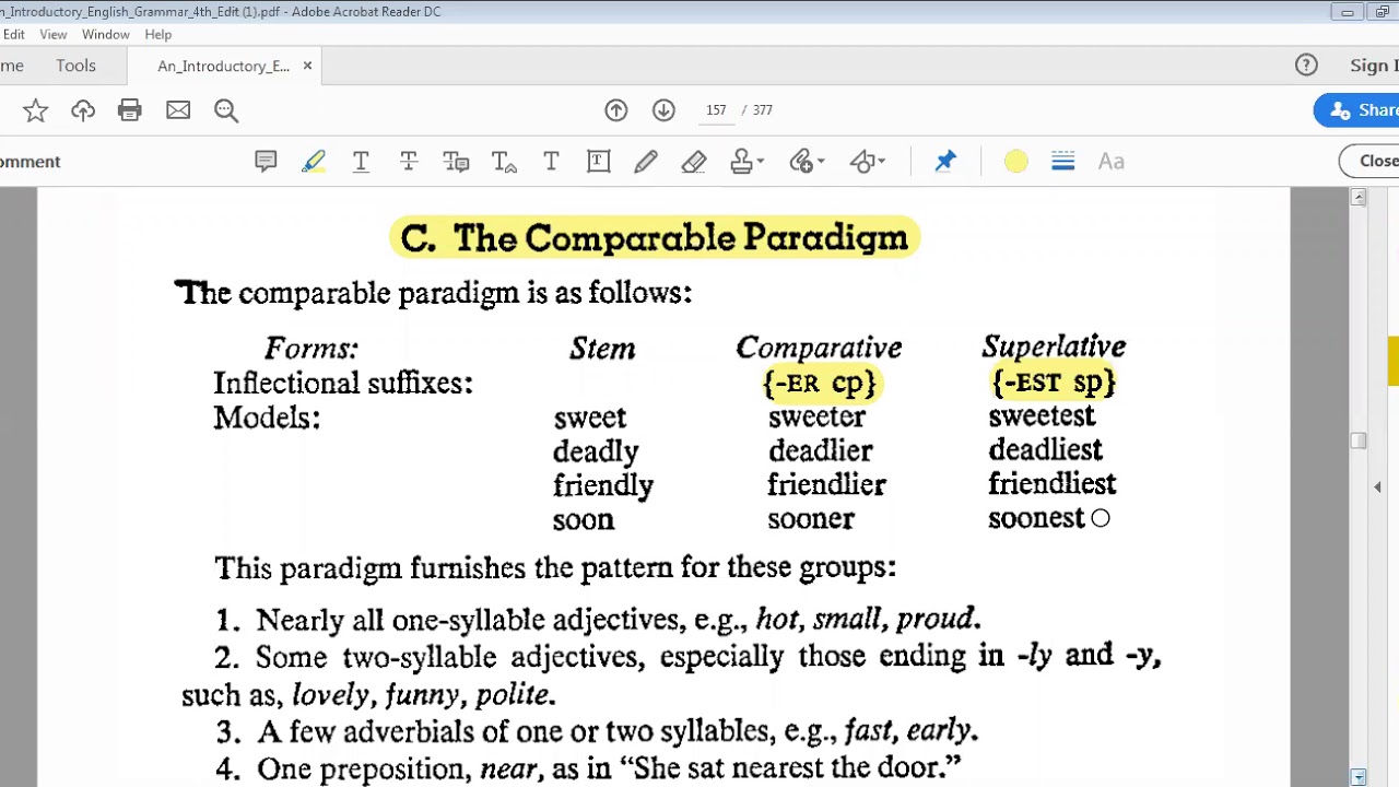 An Introductory English Grammar; The Comparable Paradigm