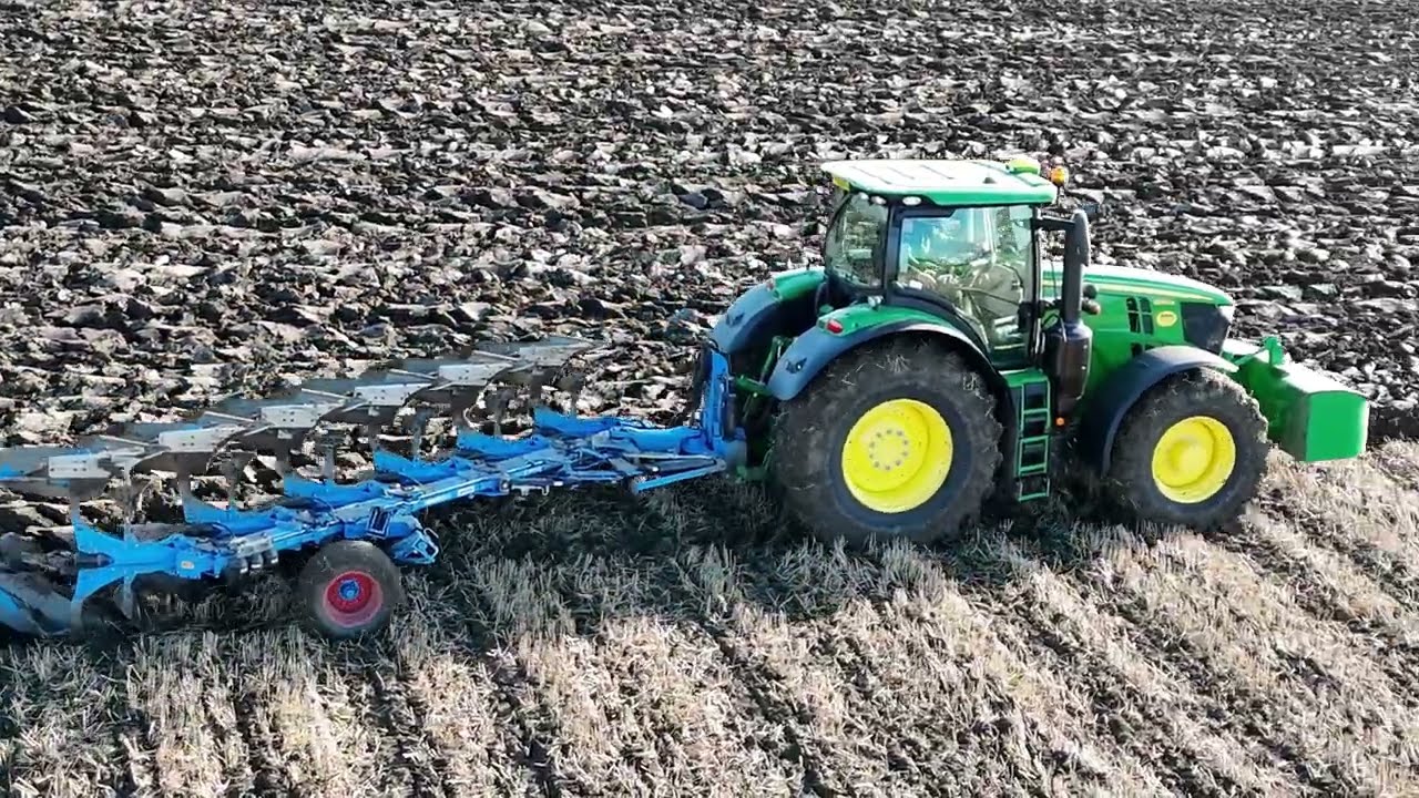 WINTER PLOUGHING JOHN DEERE 6250R & LEMKEN JEWELPLOUGH