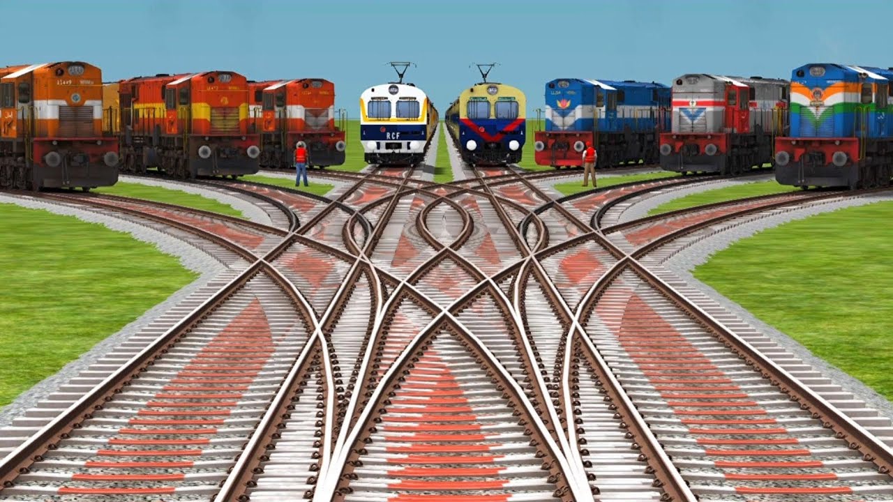 8 Indian Train Crossing 3d Upcoming Track || Fast Crossing Icf Utkrisht Indian Passenger Train