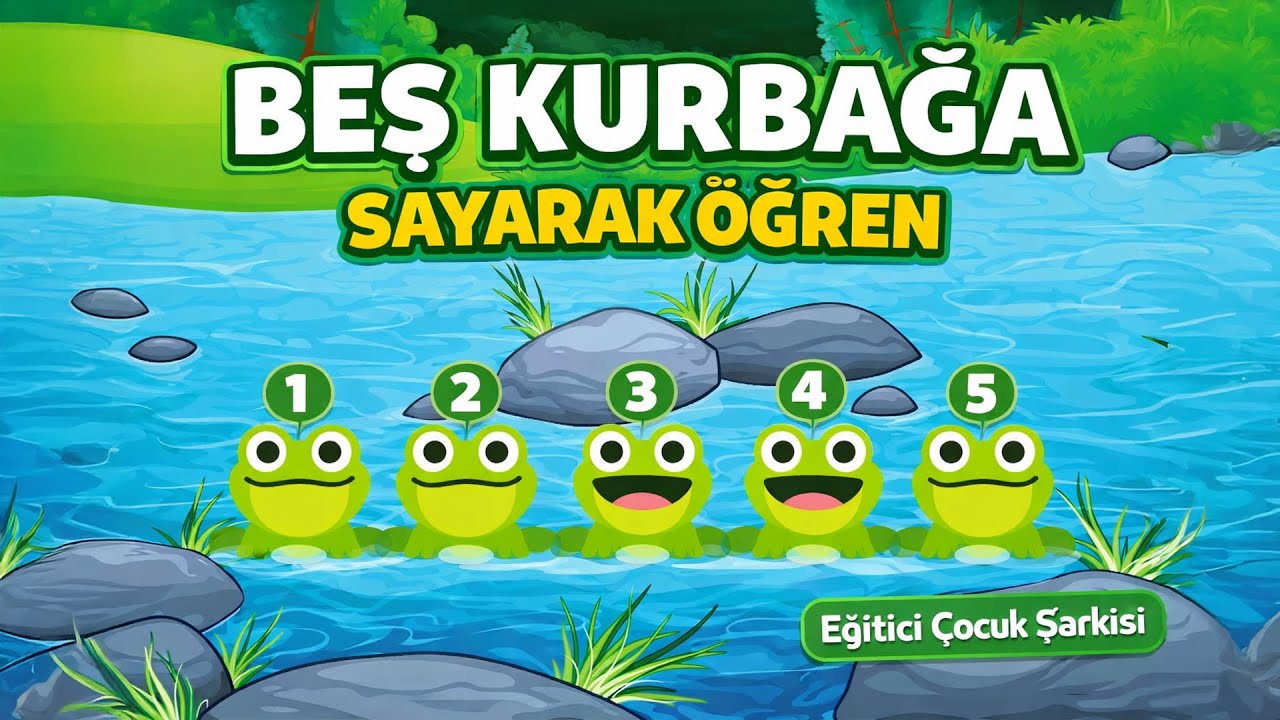 Beş Kurbağa Sayma Şarkısı 🐸 | 1’den 5’e Sayıları Öğreniyoruz | Eğitici Çocuk Şarkısı