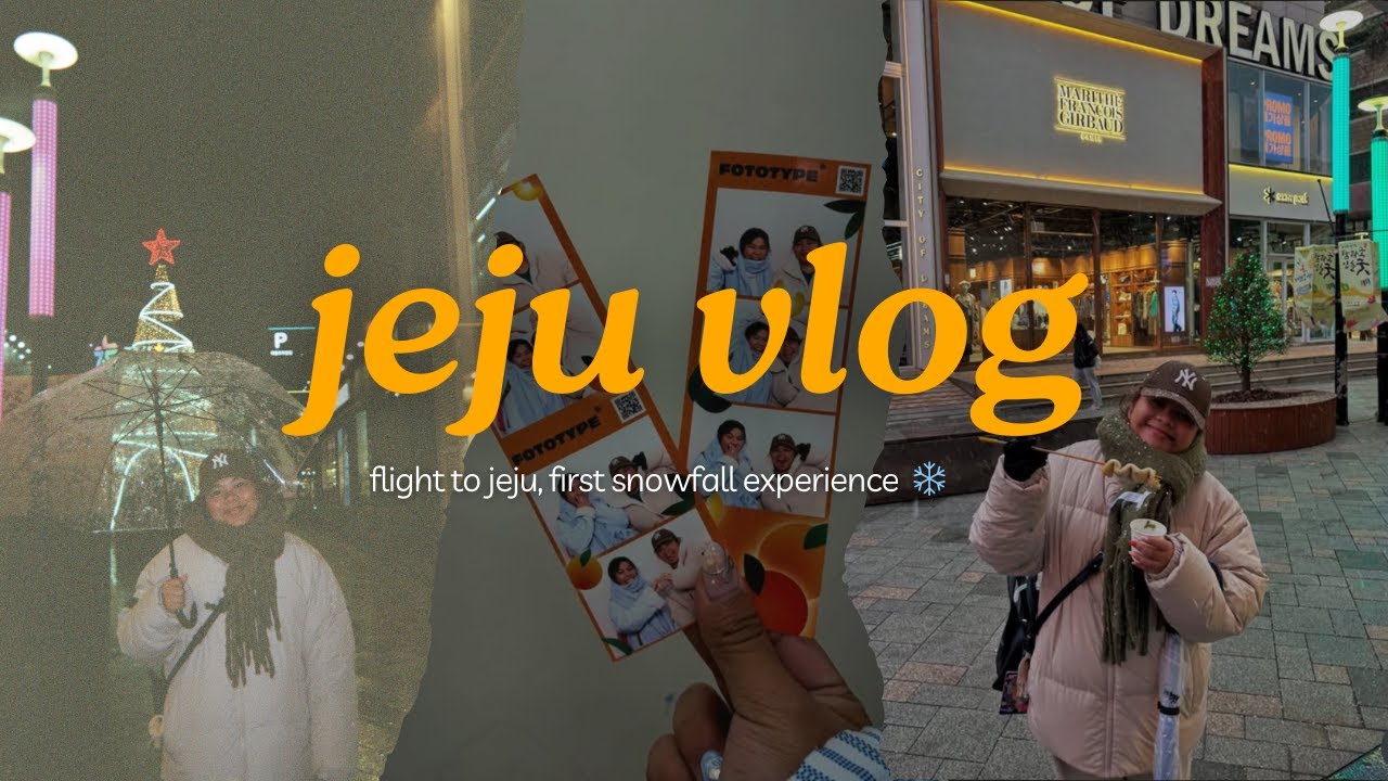 JEJU DAY 1 VLOG | flight, visa free for filipinos + our first snowfall experience ❄️