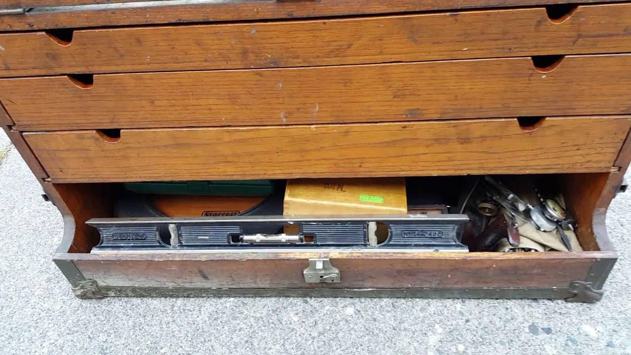 Large Antique Master Carpenter Craftsman Tradesman Wood Trunk Chest Tool Box. sold