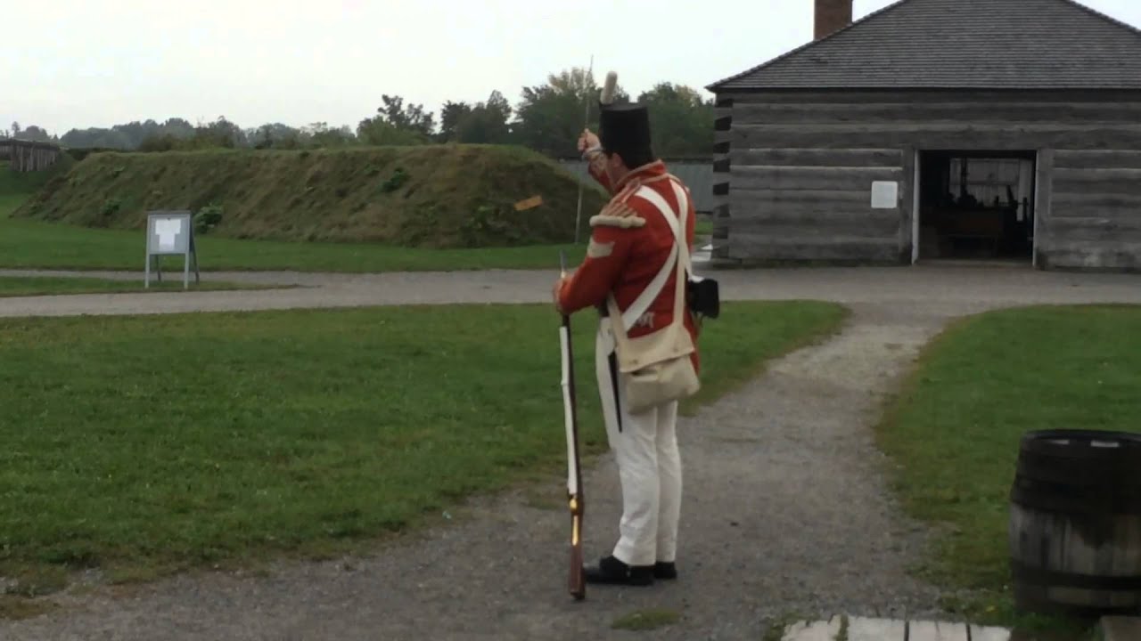 Brown Bess Musket demonstration at Fort George, Niagara-On-The-Lake, Ontario, Canada.