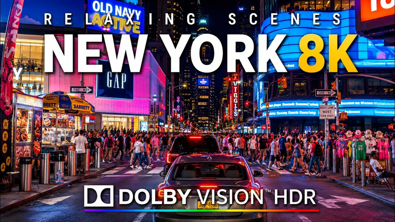 Driving Relaxing New York City at Night 8K Dolby Vision HDR