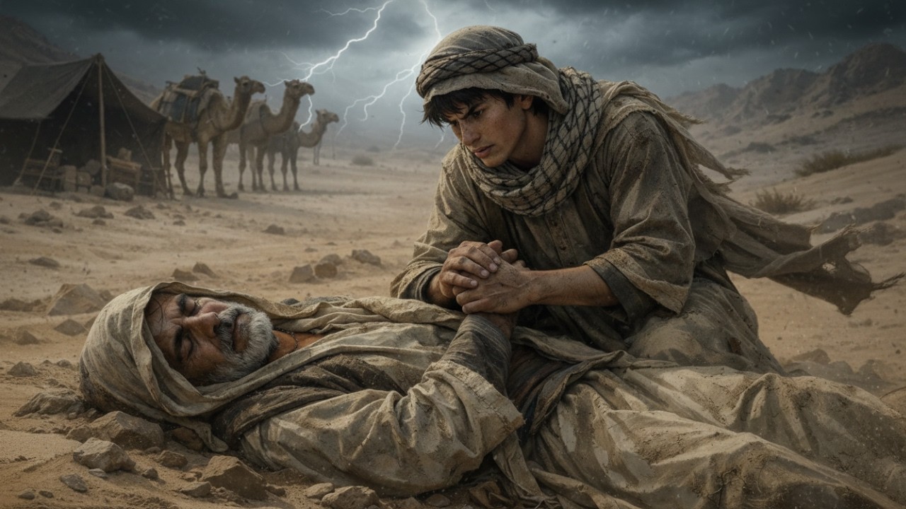أنقذ شاب فقير عجوزًا تائهًا في الصحراء… دون أن يعلم أنه السلطان