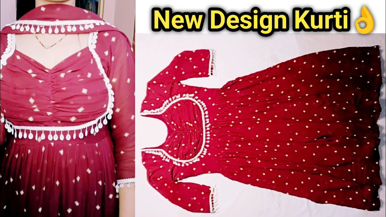 New Design Naira Cut Pleated dress With Beautiful Neck Design Cutting and Stitching!!