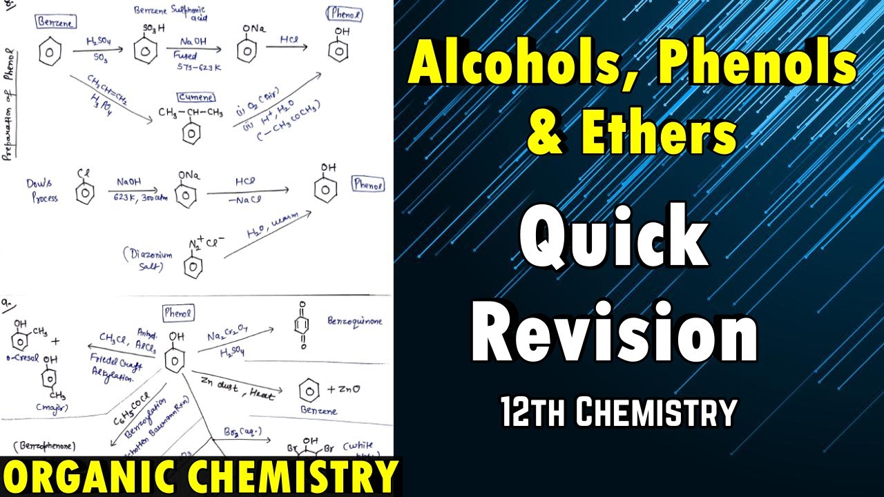Alcohols phenols and ethers class 12 One shot | Chemistry Quick Revision