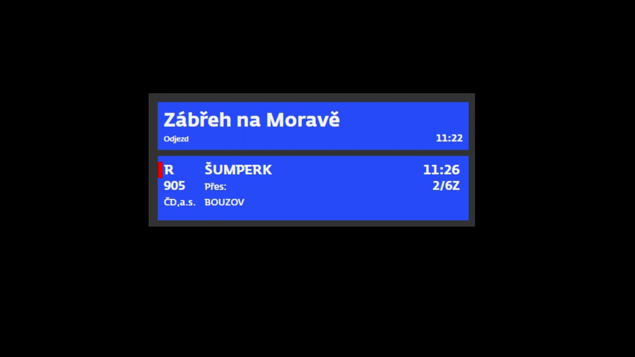 Hlášení Vlaku R 905 Bouzov | INISS | Zábřeh na Moravě