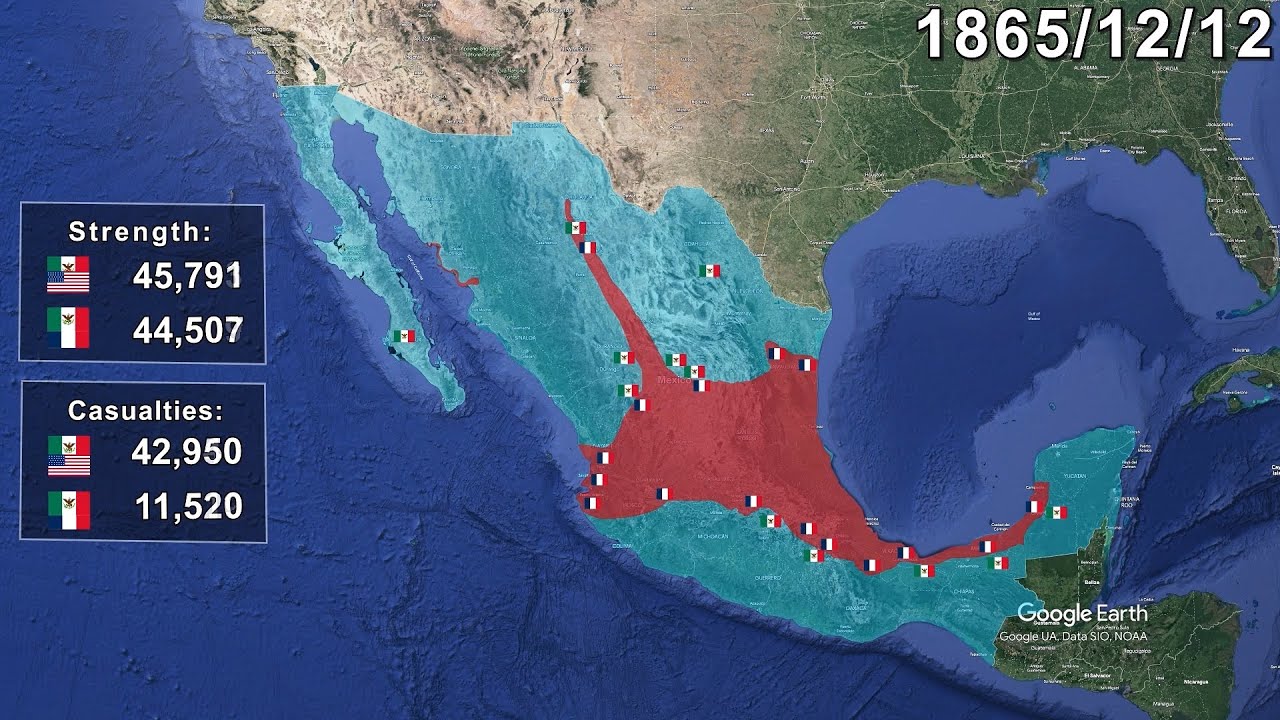 French Invasion of Mexico in 8 minute using Google Earth