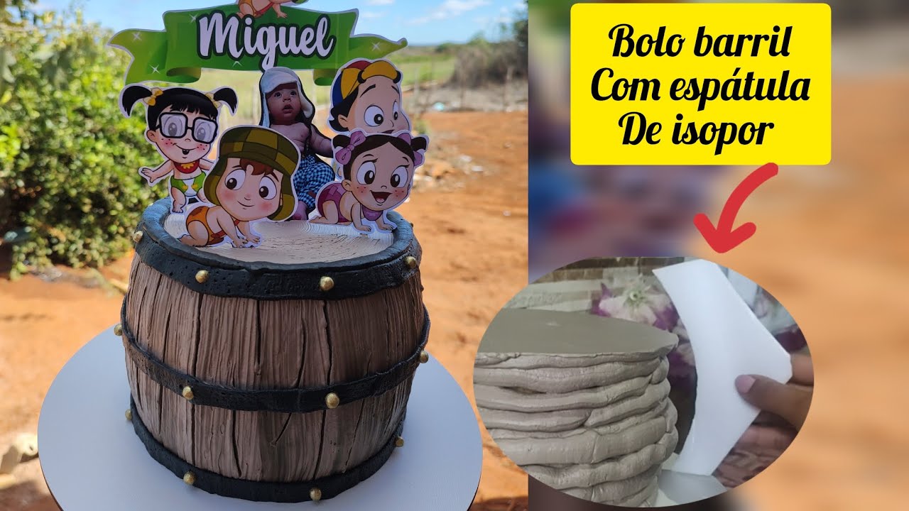 Como fazer bolo barril do chaves+espátula de isopor