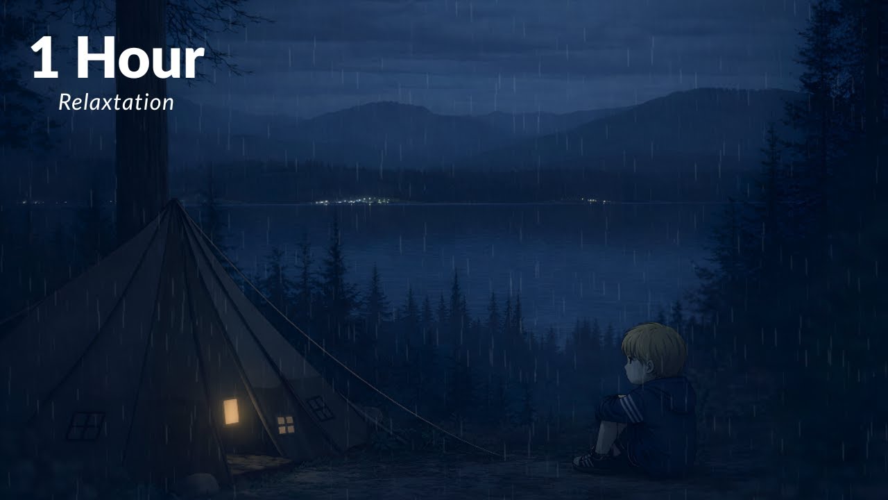 Gentle Rain in the Forest with Tent 🌧️ 1 Hour Relaxing Nature Sounds