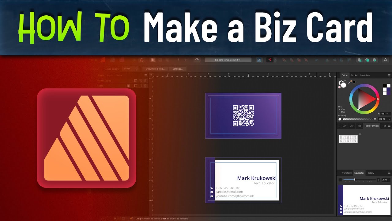 Affinity Publisher Business Card Template and Tutorial