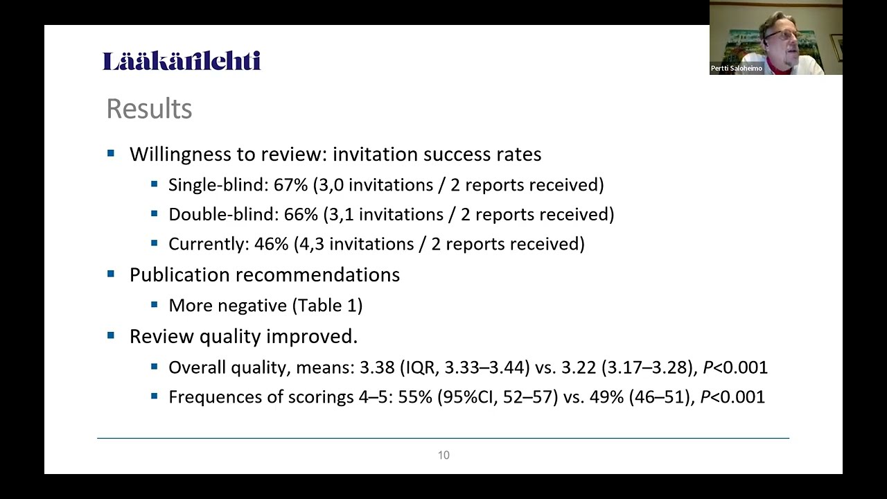 Willingness to review after switching from Single to Double-Blind Peer Review - Pertti Saloheimo