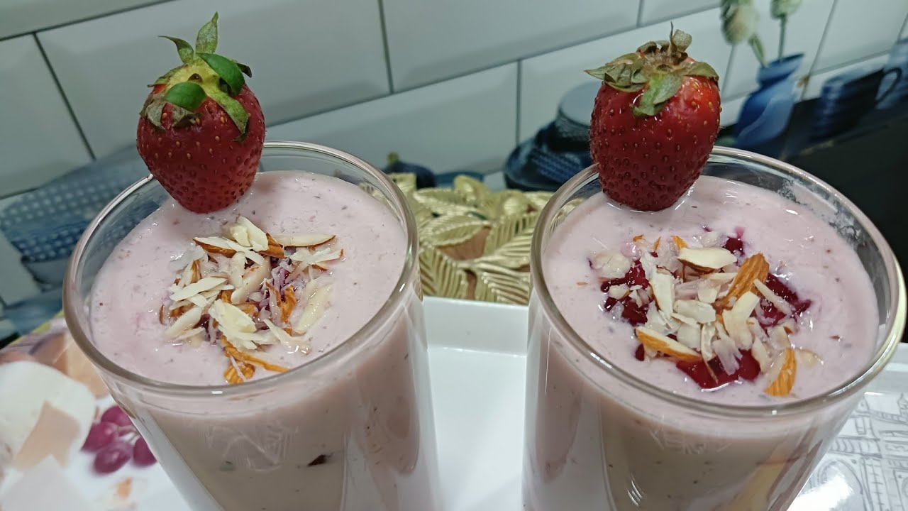 Strawberry Smoothie # Healthy And Easy Recipe # Strawberry Lassi # Quick Strawberry Milkshake Recipe