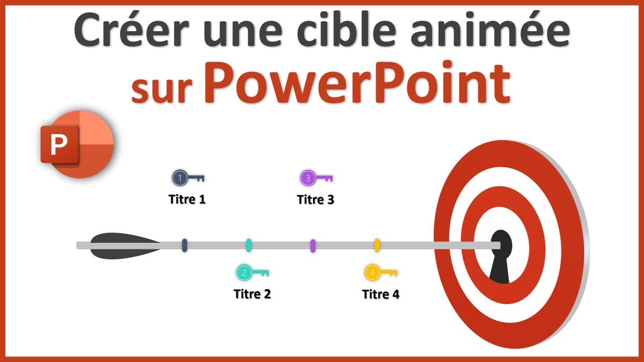 Modèle PowerPoint avec cible animée pour présenter un objectif ou plusieurs étapes