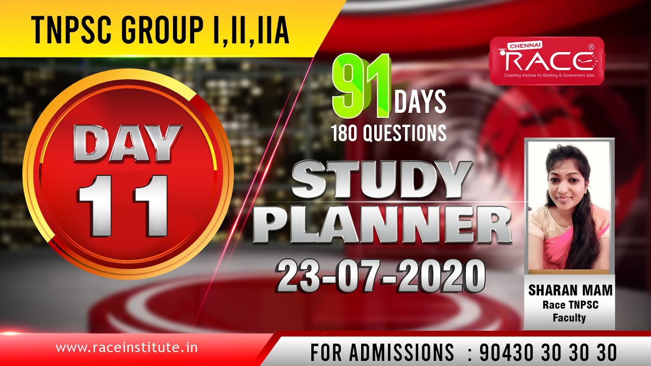 TNPSC Group 1 & 2 & 2 A - 91 Days Study Planner | Day - 11 | Race TNPSC
