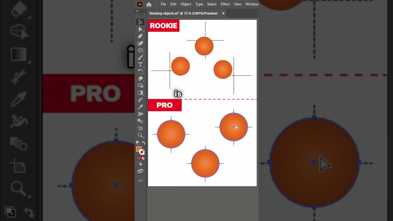 Изменение размера нескольких объектов в Adobe Illustrator без потери положения на монтажной облас...