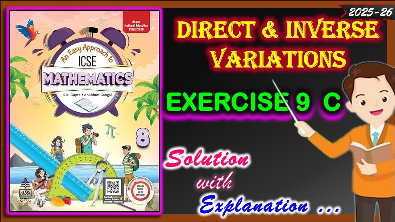Direct and Inverse Variations | Exercise 9C | Class 8 Math Chapter 9| Solution | 2025-26