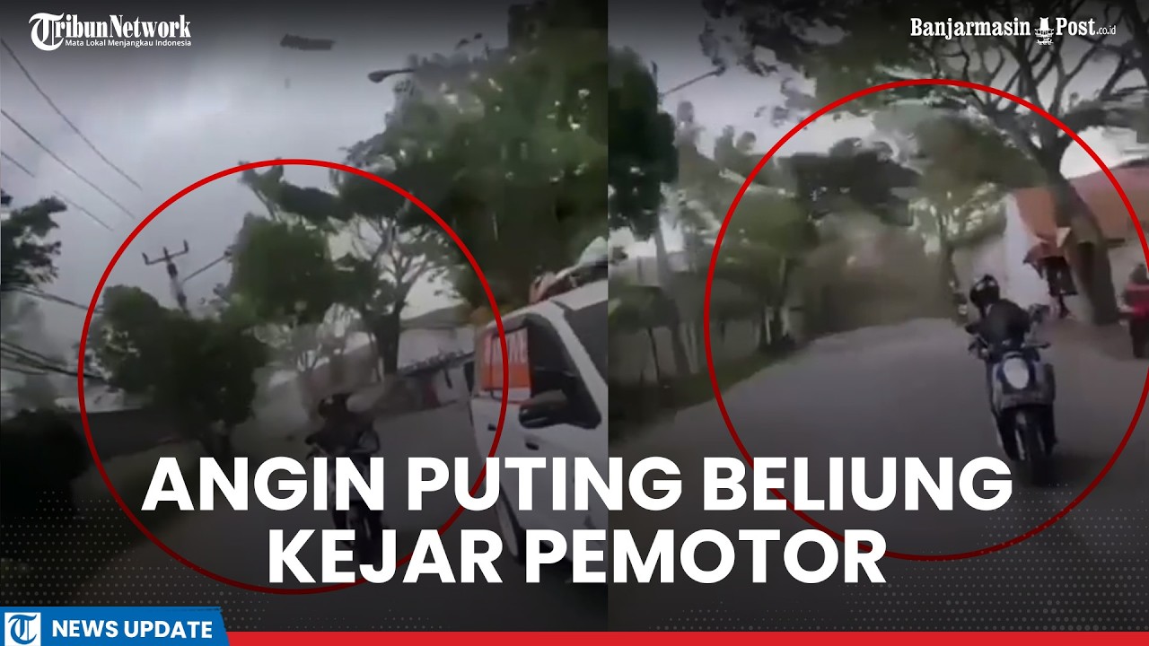 Detik-detik Pemotor Dikejar Angin Puting Beliung, Berusaha Kabur dari Pusaran Angin yang Mencekam