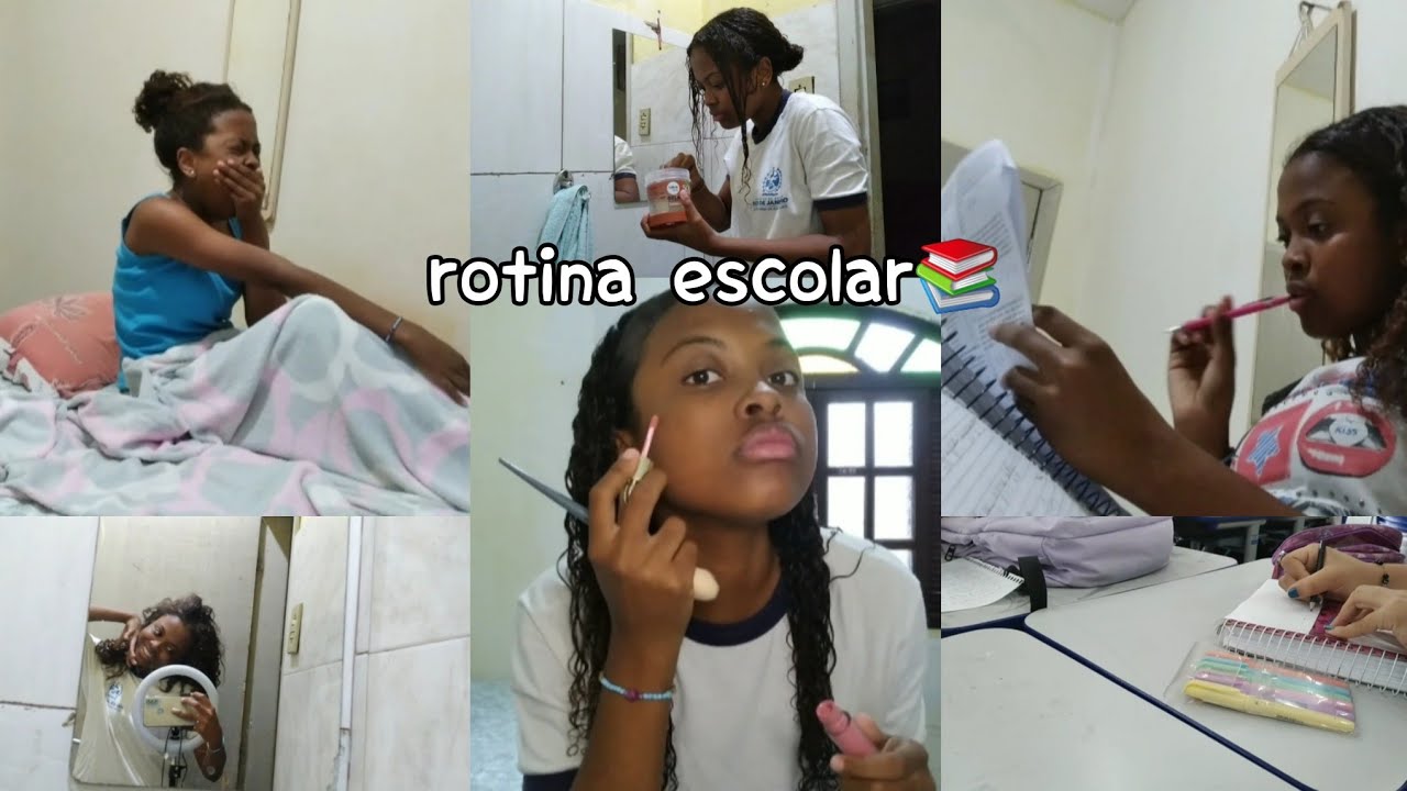 Rotina escolar📚~arruma-se comigo,escola,atividade,comida..