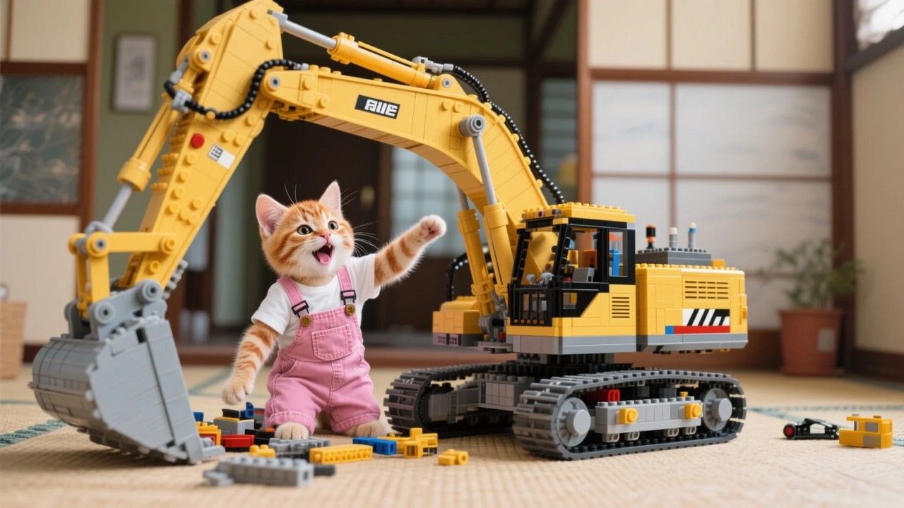 Ginger Kitten Builds a Lego Excavator to Dig for Mama Cat 🐾🧩 😭| Cute Cat Videos