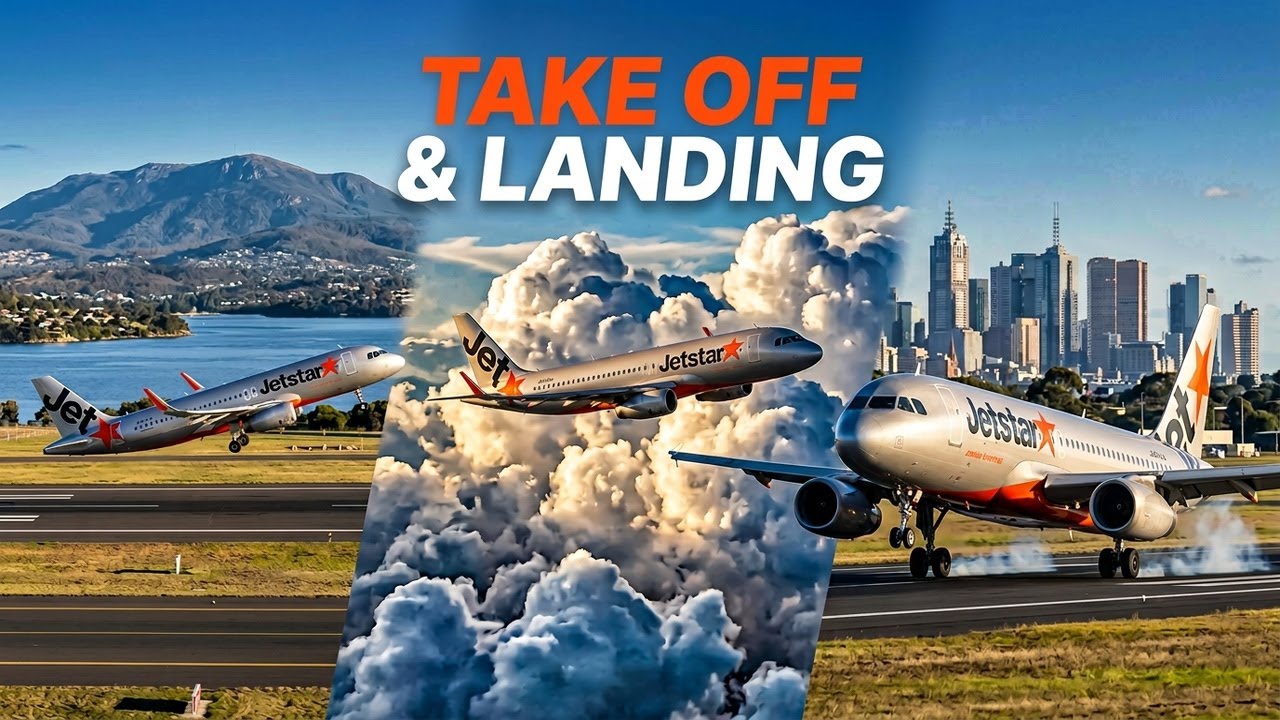 JQ714 JetStar Evening Takeoff Hobart Landing Melbourne