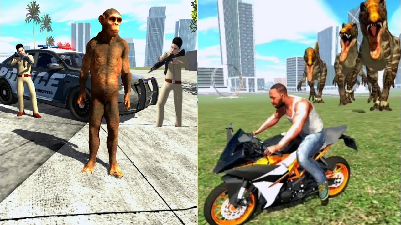 Jurassic Park Dinosaur | Monkey Man kitne Per 😂 Funny Gameplay | Indian Bike Driving 3D