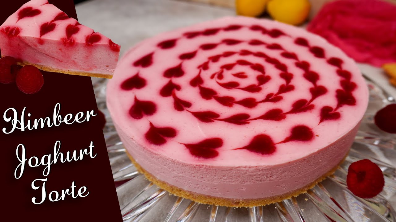 Himbeer Joghurt Torte ohne Backen | No Bake Mousse-Torte mit Herzchen ❤❤❤