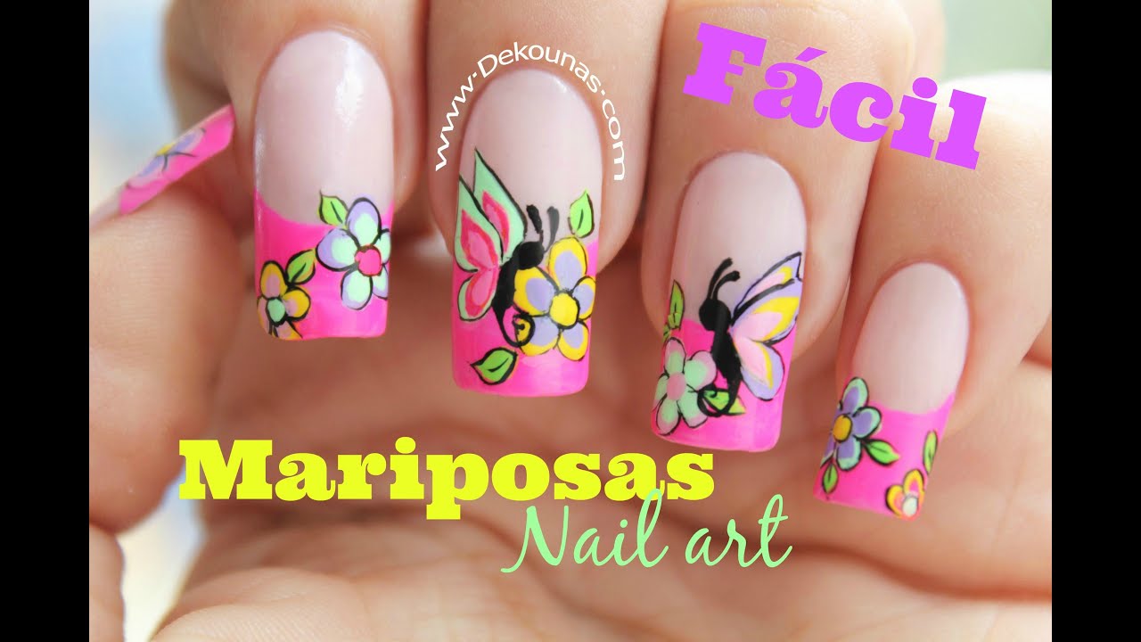 Decoración de uñas FACIL de mariposas - Easy Butterfly nail art