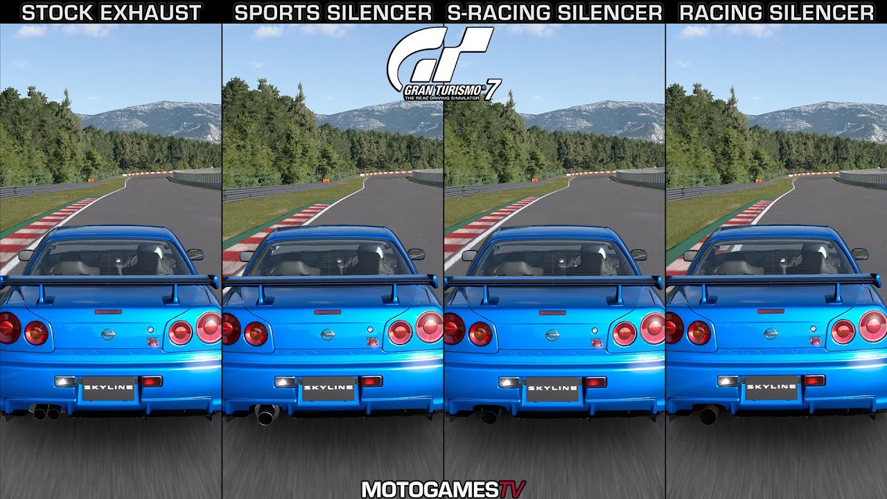 Gran Turismo 7 Nissan Skyline GT-R V Spec II Nür (R34) '02 Exhaust Upgrades