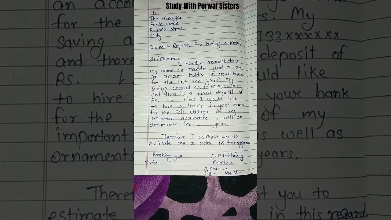 How To Write A Letter To Bank Manager For Locker | Bank Locker Application In English | #shorts
