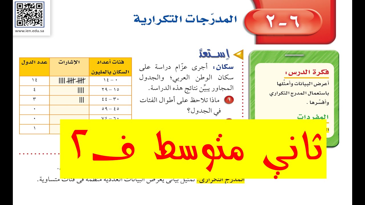المدرجات التكرارية ثاني متوسط ف 2