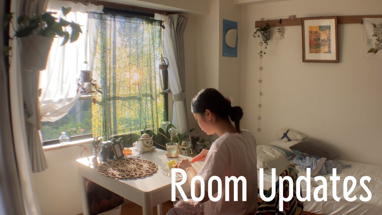 部屋が森みたいになるシフォンカーテン🌿| 1K7畳、会社員一人暮らし