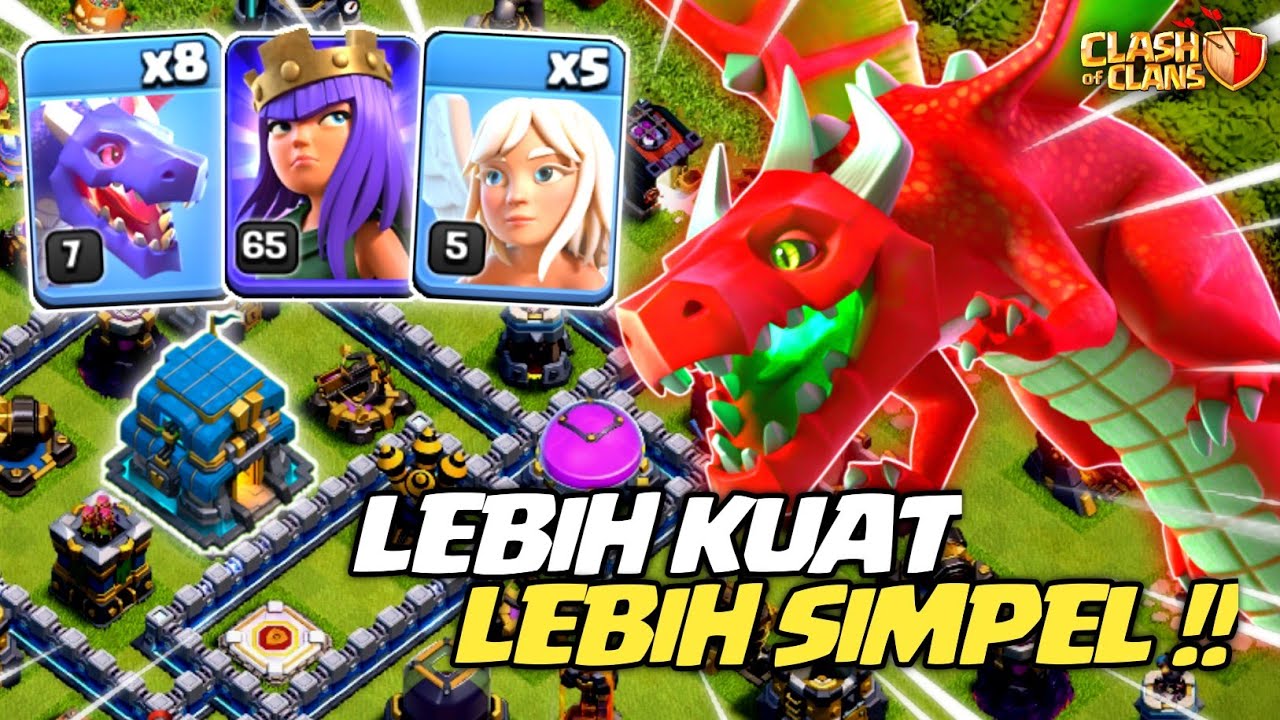 JADI GAK TAKUT GATOT !! Combo Queen Charge + Dragon STRATEGI TH 12 - Clash Of Clans