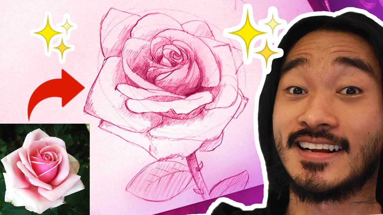 Como Desenhar uma ROSA 🌹 TÉCNICA INCRÍVEL (6 passos fáceis)