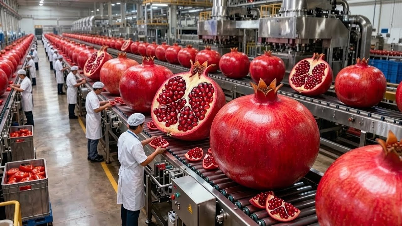 Inside a Modern Pomegranate Factory: From Farm to Delicious Drink (The Whole Process)