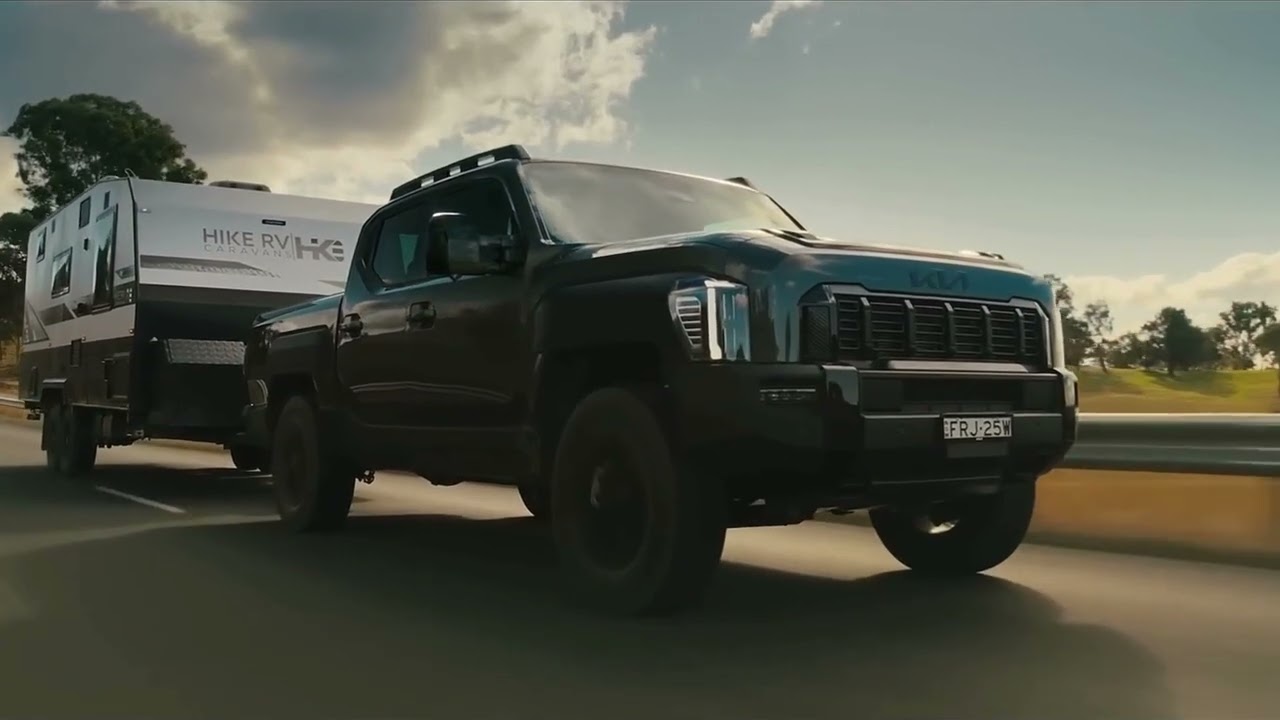 KIA Tasman Towing a HIKE RV Caravan | Built for Australian Adventures