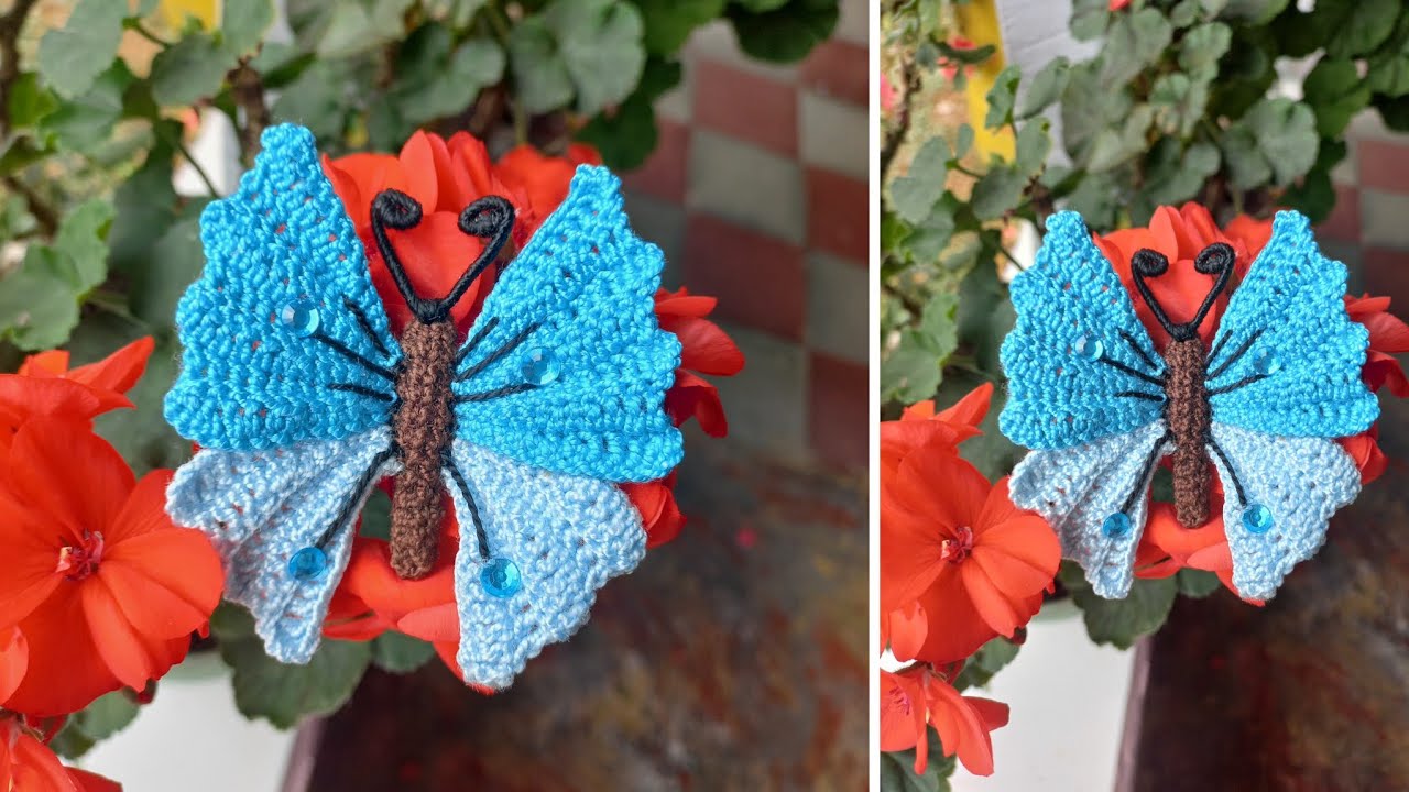 MARIPOSA 🦋 tejida a CROCHET 🧶 FÁCIL y rápida de TEJER paso a paso TUTORIAL.