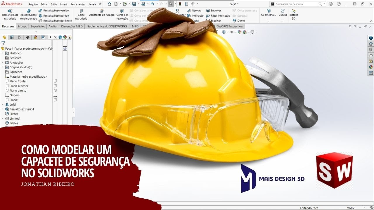 Tutorial AVANÇADO SOLIDWORKS  - MODELANDO CAPACETE DE PROTEÇÃO