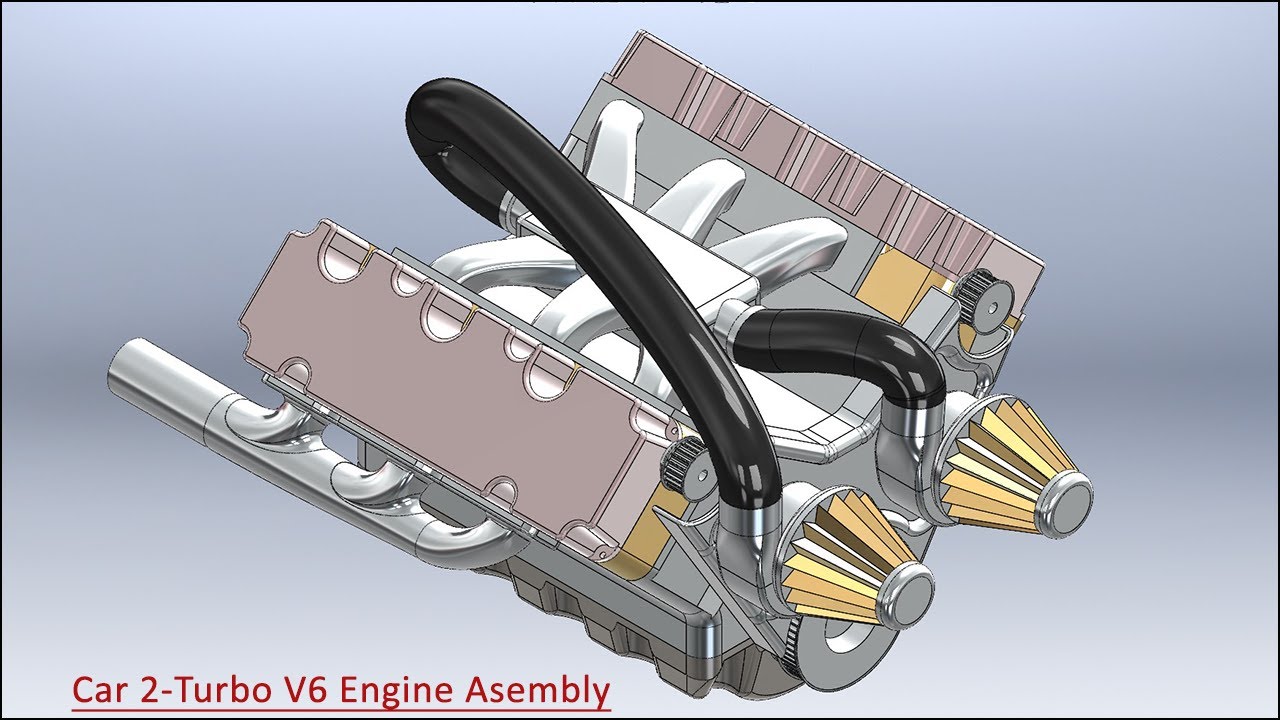 Car Engine (2Turbo V6) Advanced Assembly Designing (Volume-1) || SolidWorks 2023 Tutorial
