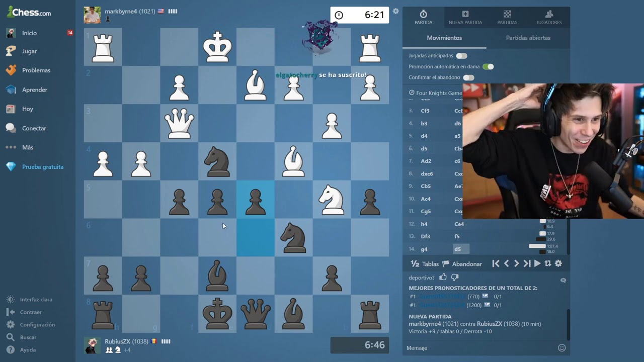 El RUBIUS juega una partida de ajedrez en DIRECTO! (PRACTICA PARA EL TORNEO).