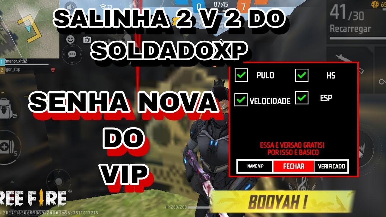 NOVA SENHA DO VIP SALINHA DO SOLDADOXP SALA 2V2 #freefire 