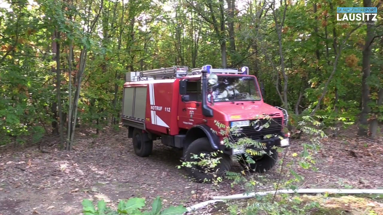 Spremberg: Holzpolter im Wald brennt