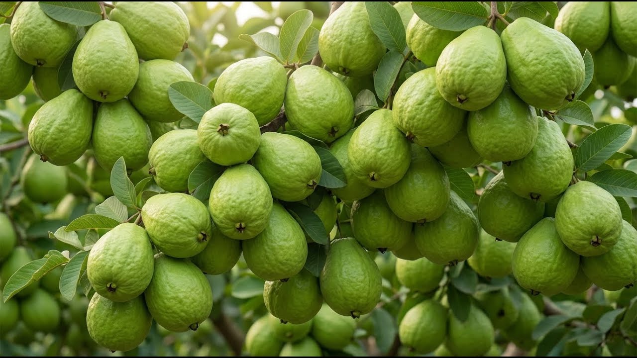How Taiwan Pear Guava Is Grown | Giant Smooth Green Guava Farming Process