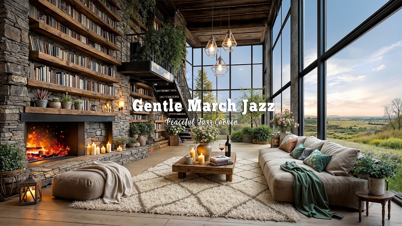 Stress Relief With Gentle March Jazz Music | Morning Reading Nook Ambience For Relaxation