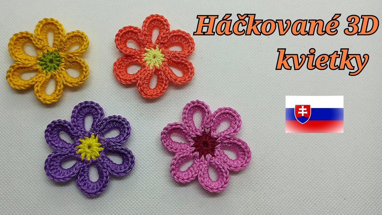 Háčkovaný 3D kvet - pre začiatočníkov