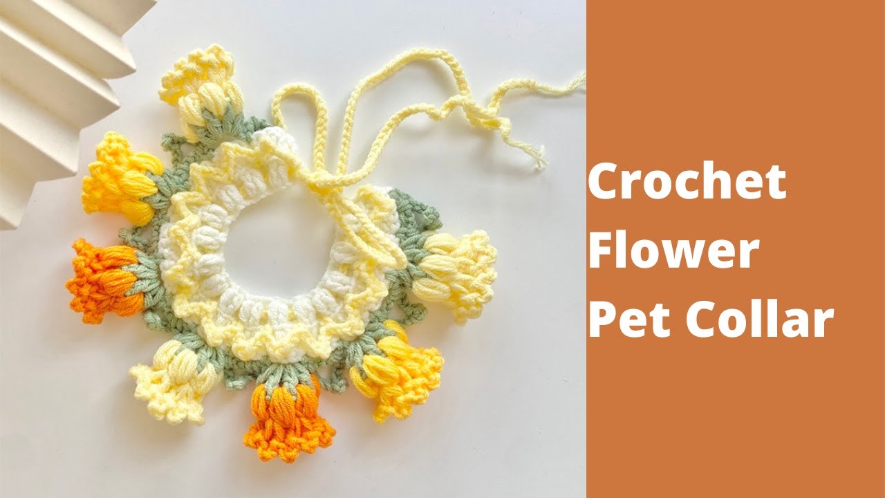 How to Crochet a Pet Collar with Flowers ✿ Crochet Pet Collar Tutorial