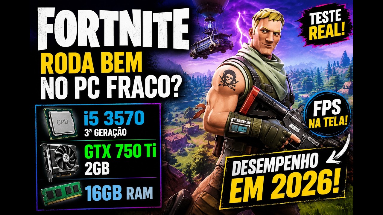 💥 Fortnite rodando na GTX 750 Ti em 2025! [i5 3570 + 16GB RAM] | Teste surpreendente!