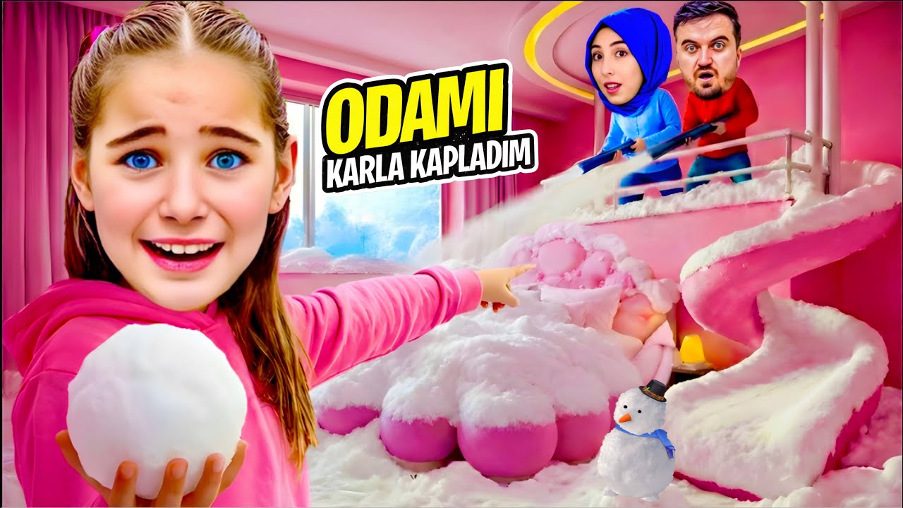 ELİF SİNEMİN ODASINI KARLA KAPLADIK !! 
