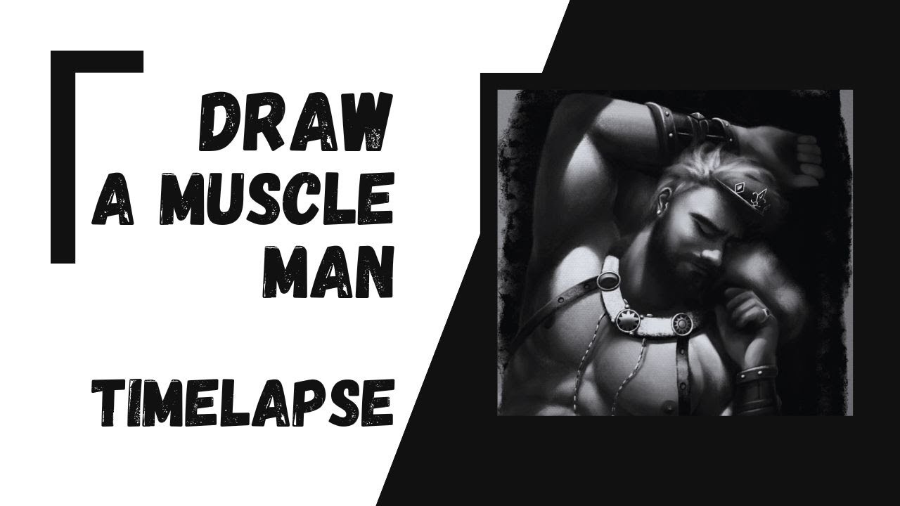 Draw a muscle man bodybuilder procreate charcoal drawing timelapse speedpaint